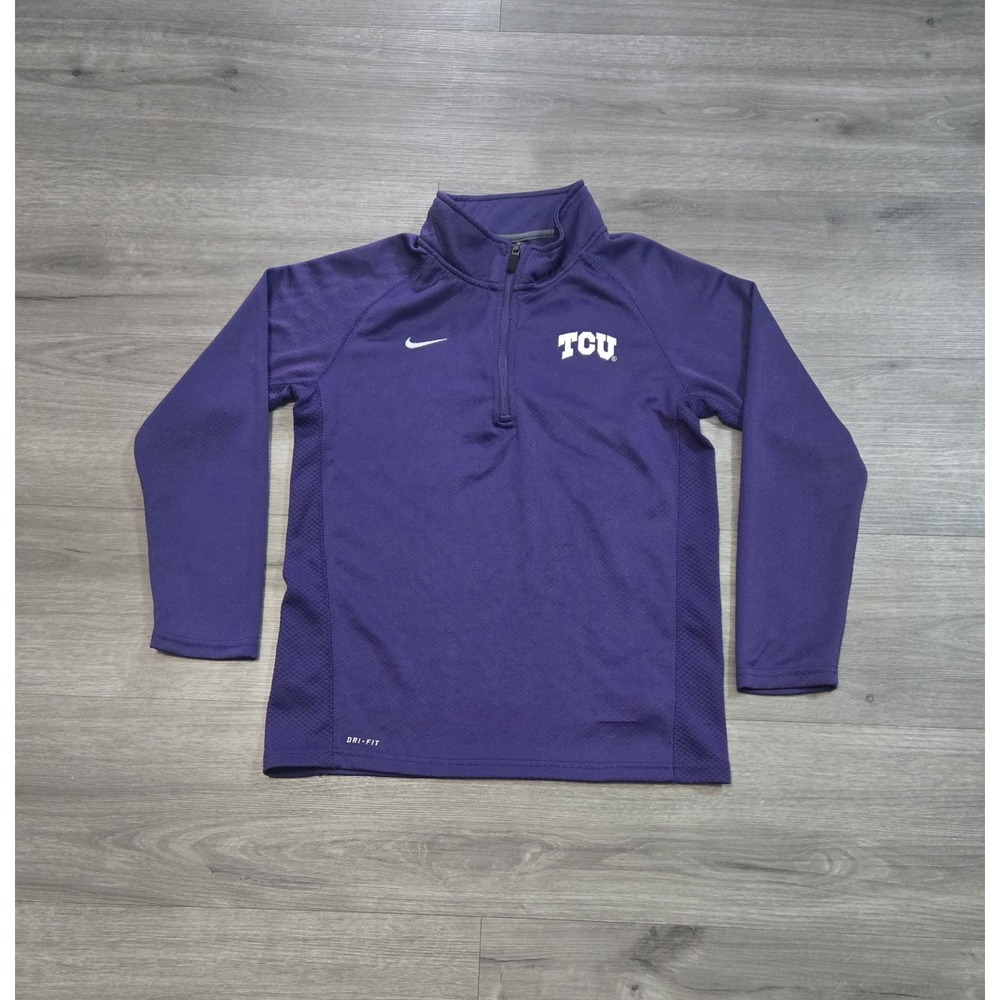 Nike Dri-FIT Quarter Zip TCU Horned Frogs Sweatshirt Boys NCAA Youth Size Medium